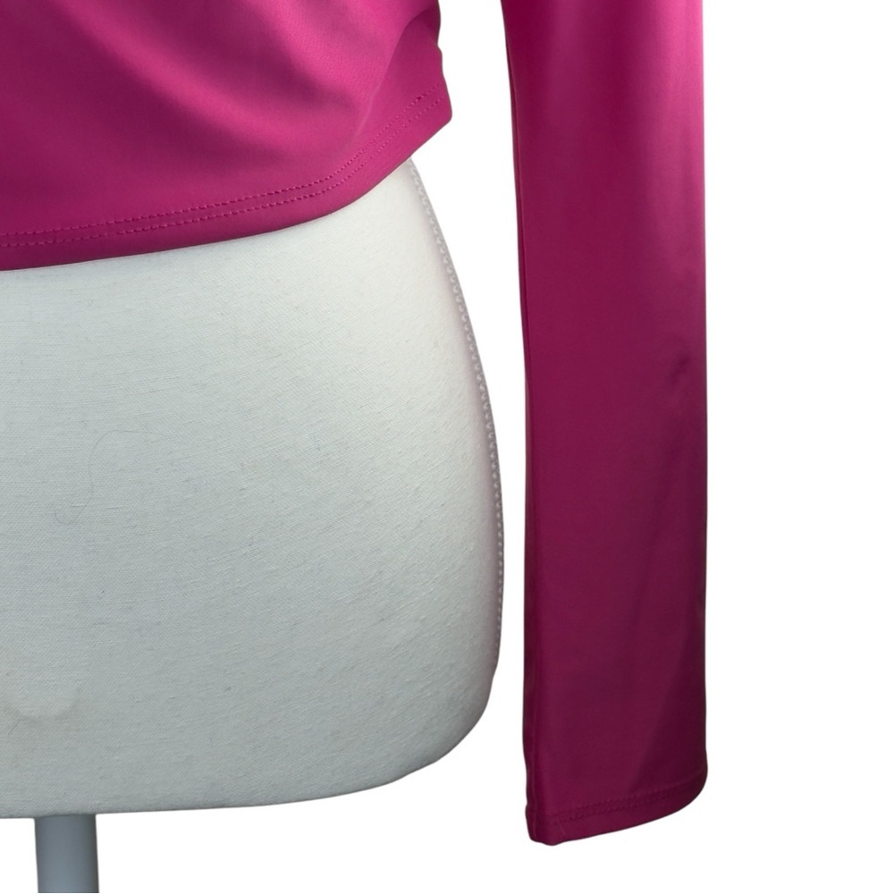 VICI Women’s M Hot Pink Long Sleeve Square Neck Cropped Stretch Knit Top - Picture 6 of 8